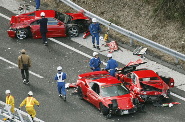 Eight Ferraris in $4 million luxury pile-up