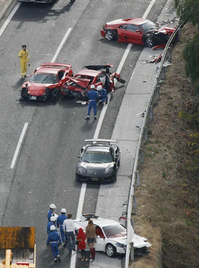 Eight Ferraris in $4 million luxury pile-up