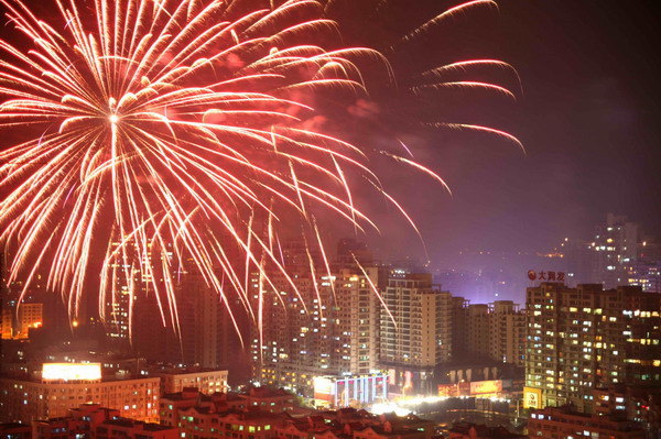 New Year's Eve fireworks across China