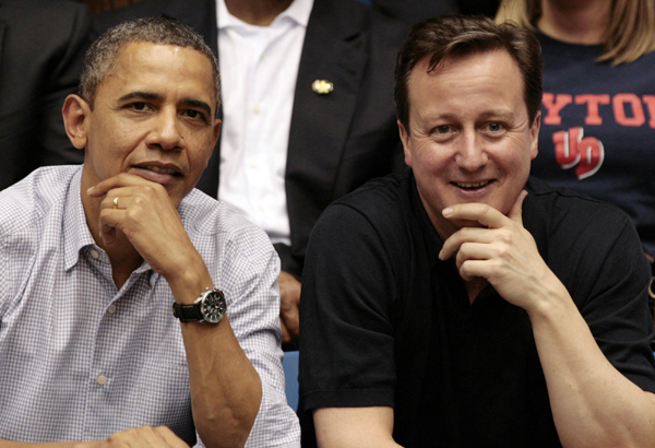 Obama, Cameron watch basketball tournament