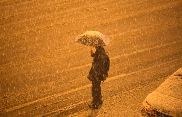 Spring snow blankets Beijing