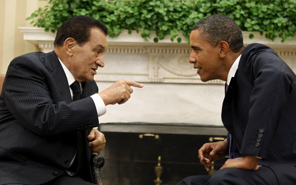 File photos of former Egyptian President Mubarak