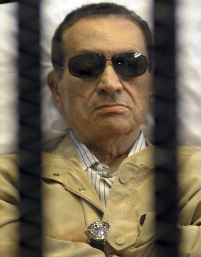 File photos of former Egyptian President Mubarak