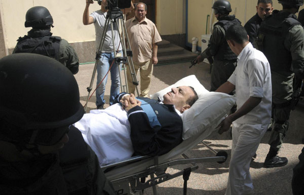 File photos of former Egyptian President Mubarak