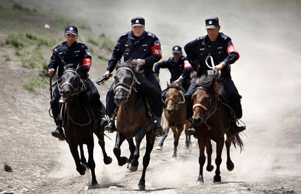 Horse patrol in NW China