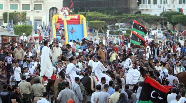 Libyans hold celebration at Martyrs' Square