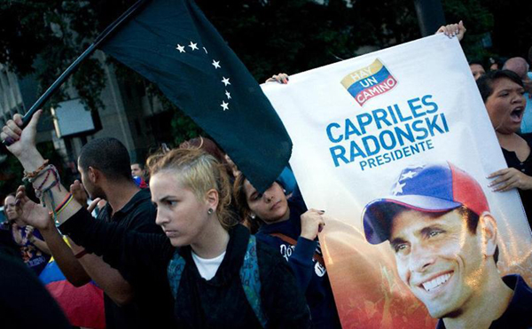 Capriles supporters protest against election results
