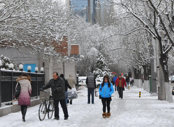 Heavy snowfall hits N China's Hohhot