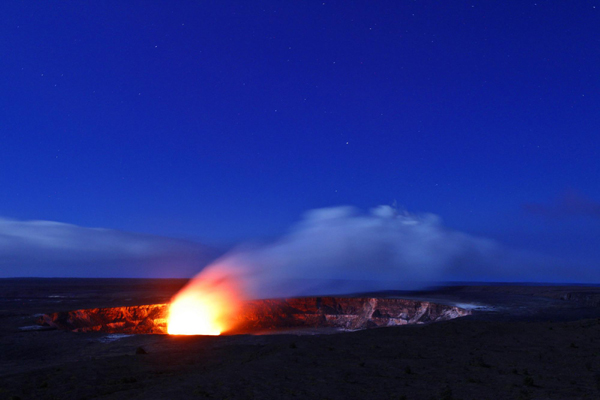 Lava oozes into ocean in Hawaii