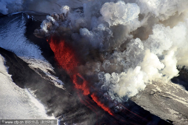 Russian volcano erupts for first time in 36 yrs