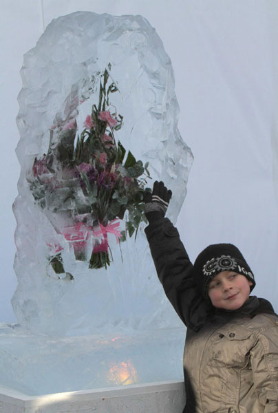Ice flowers decorate the New Year