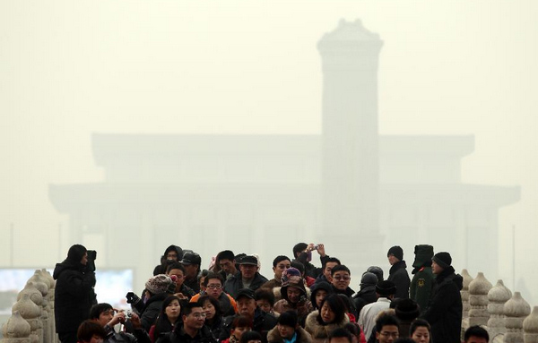 Heavily polluted air in Beijing