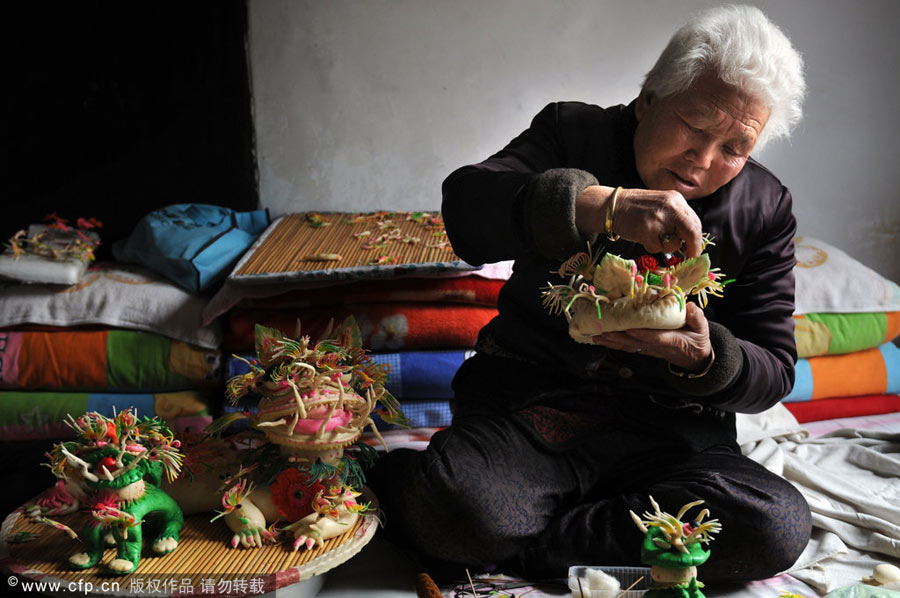 Dough molding craftsmanship in North China