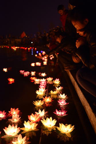 Water lanterns a prayer for happiness