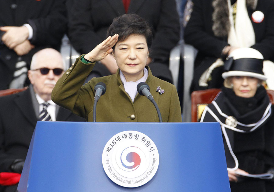 S. Korea's first female president takes office