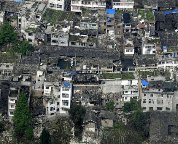 Aerial view of quake-stricken Ya'an