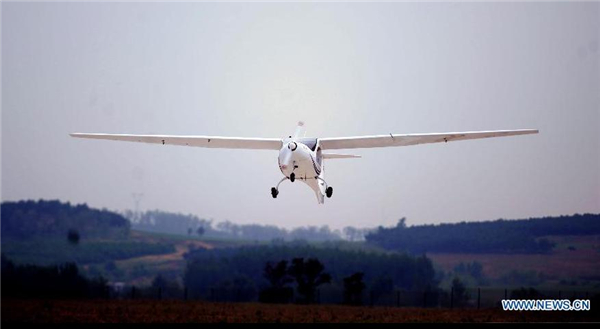Electric light airplane conducts test flight