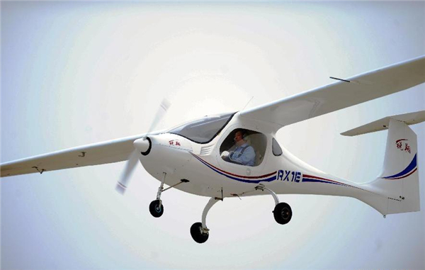 Electric light airplane conducts test flight
