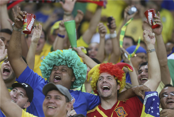 Cheering fans at the Confed Cup final