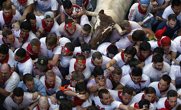 Run with the bulls in Pamplona, Spain