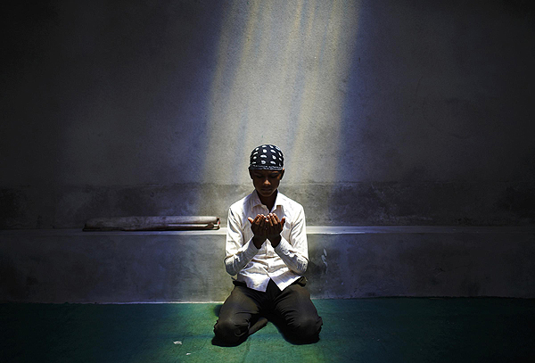 Muslim offer Friday prayers during Ramadan