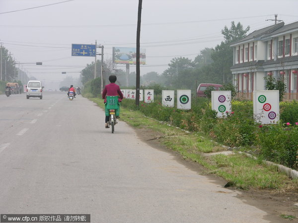 Mahjong tiles mark the way in N China