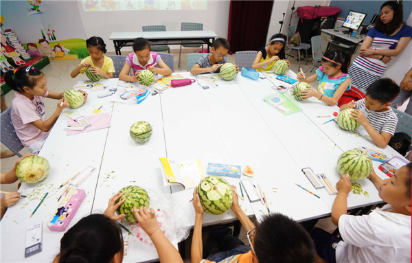 Carved creations on watermelon