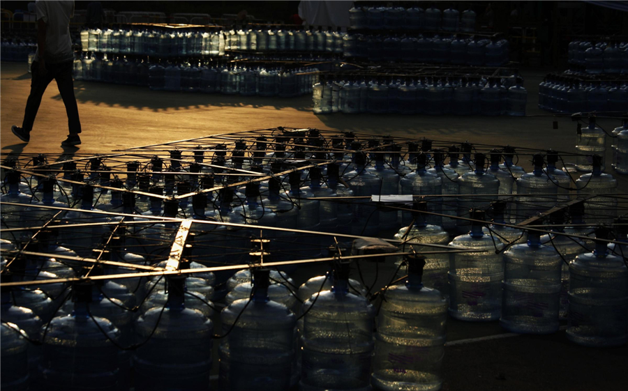 Giant lantern made of 7,000 plastic bottles