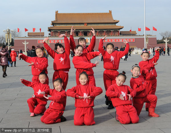 Tian'anmen posing