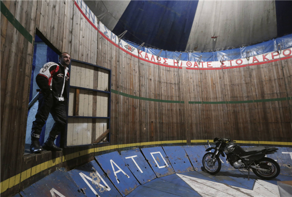 Motorcycle stunts in Greece