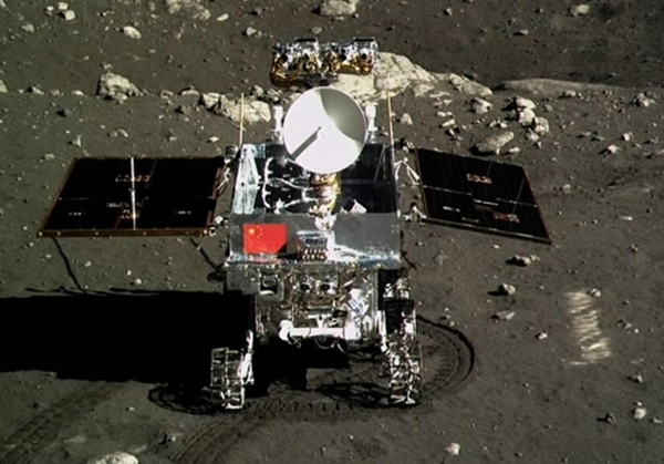 Moon rover, lander photograph each other