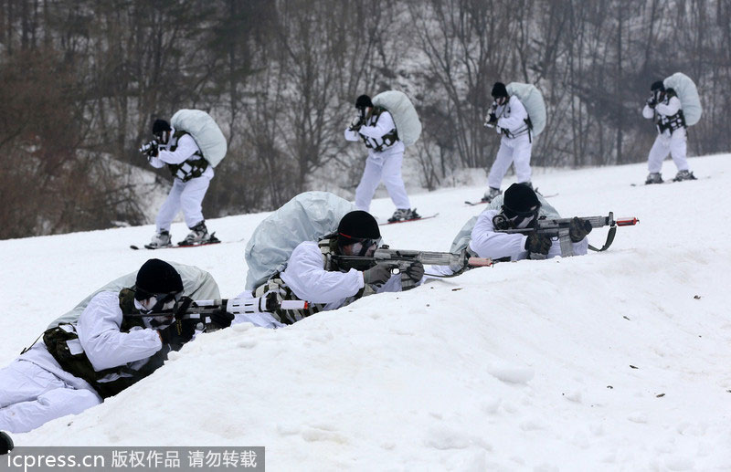 S. Korean soldiers train in the snow[1]|chinadaily.com.cn
