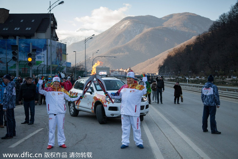 Olympic flame in Sochi after world's longest relay