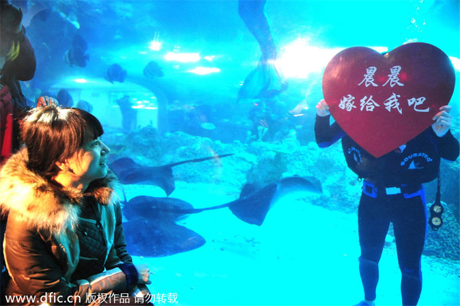 Surprising underwater proposal on Valentine's Day