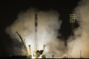 Russian-US crew blast off for space station