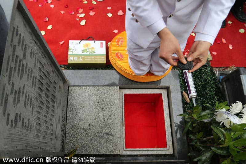 Young funeral directors in modern ceremony