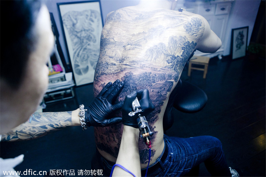Young man's back becomes canvas for ancient artwork
