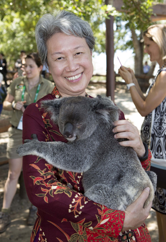 First ladies cuddle up to koalas