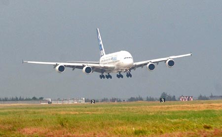 World's largest passenger jet appears in S China