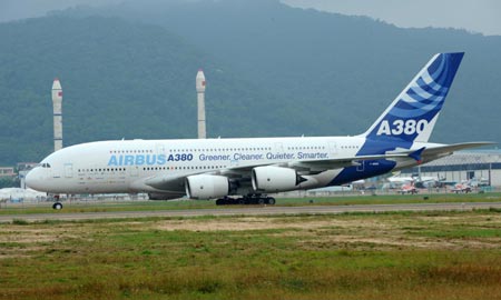 World's largest passenger jet appears in S China