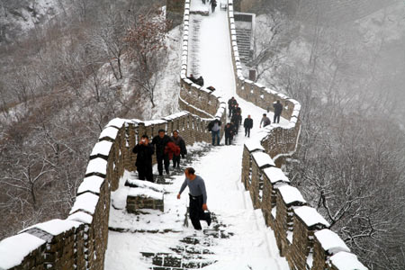 Mutianyu section of the Great Wall covered with snow