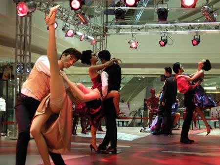 Dancing mannequins on display at Time Square in Shanghai
