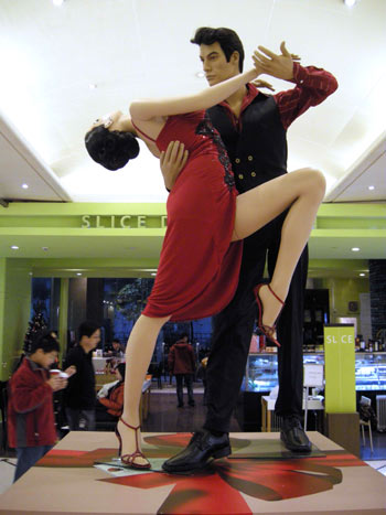 Dancing mannequins on display at Time Square in Shanghai
