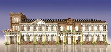 Tianjin Pavilion: replica of the Astor Hotel with a train cinema inside