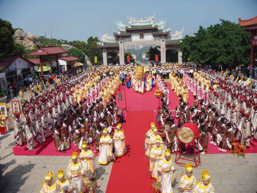 A celebration ceremony of Mazu, Goddess of the sea