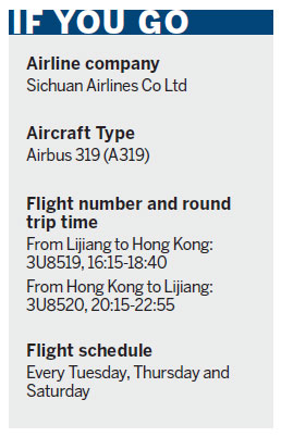 Lijiang opens first direct flight to HK
