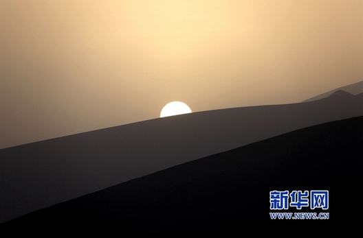 Attractive sunrise at Dunhuang scenic spot