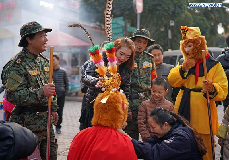 Monkey King dressed security personnel patrol in SW China