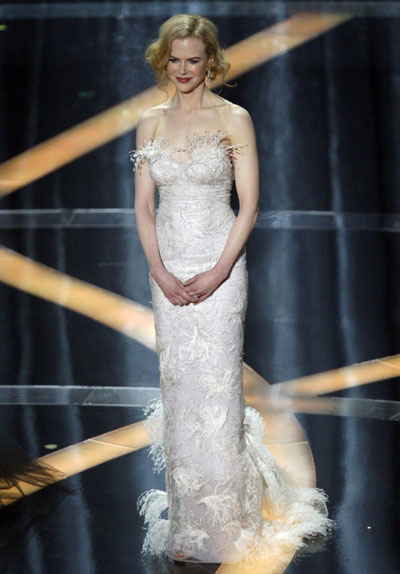 Nicole Kidman, one of the presenters of the best actress award,at Oscars