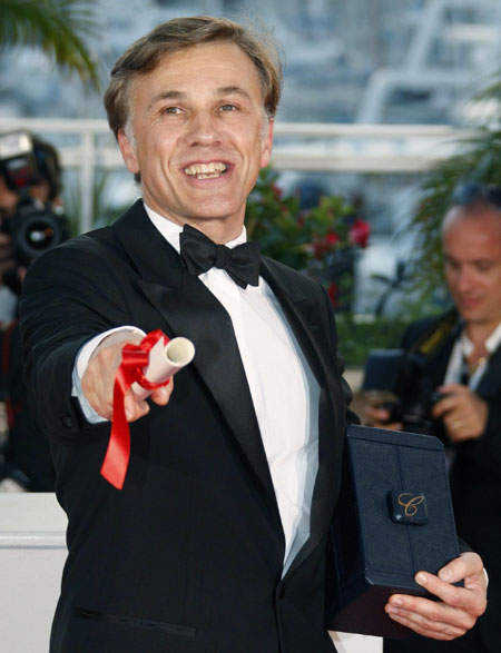Actor Waltz receives his Best Actor award at 62nd Cannes Film Festival